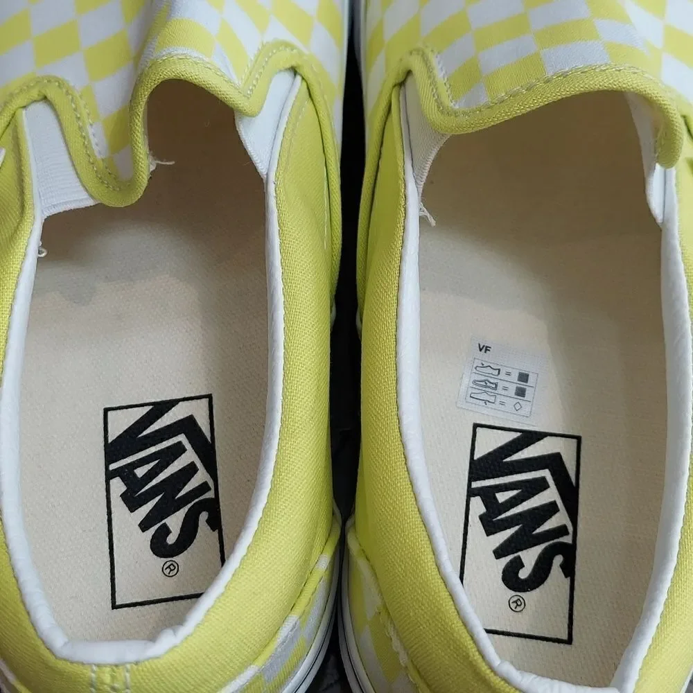 Vans Classic Slip-on Color Theory Highlighter Yellow Checker Sneakers NIB